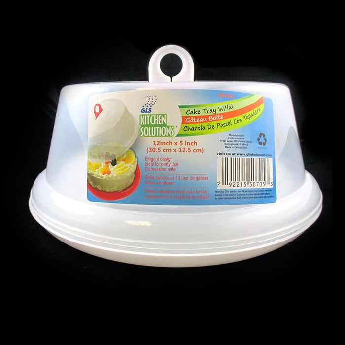 12" Cake Tray Cover Carrier Server Lid Portable Container Cupcakes Baked Goods