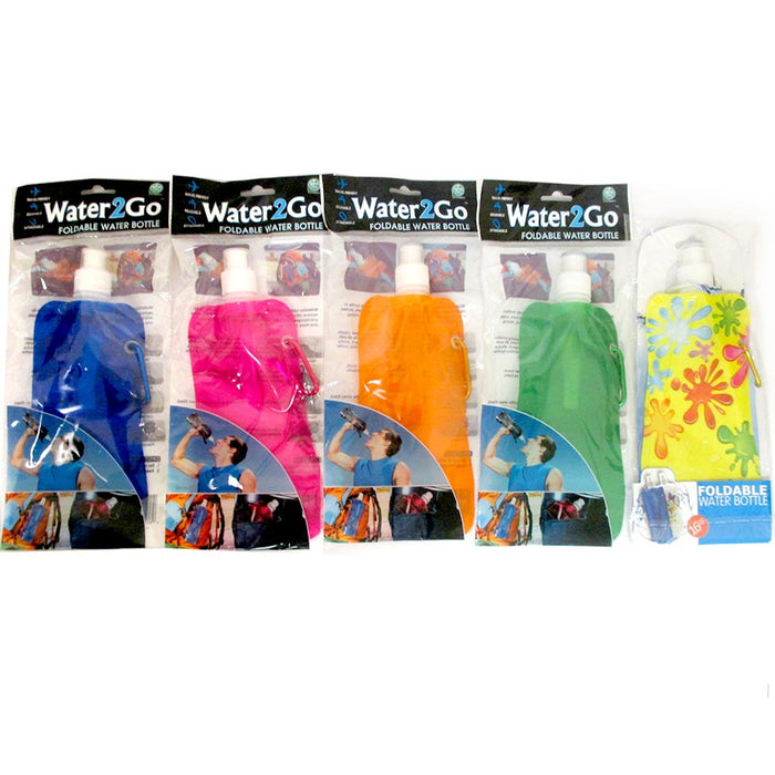 6 Reusable Water Bottles Flexible Collapsible Foldable Ice Bag Camp BPA Free New