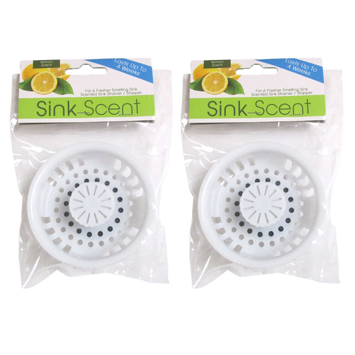 Pack of 2 Sink Stopper Strainers Lemon Scented Kitchen Basin Waste Plug Hole