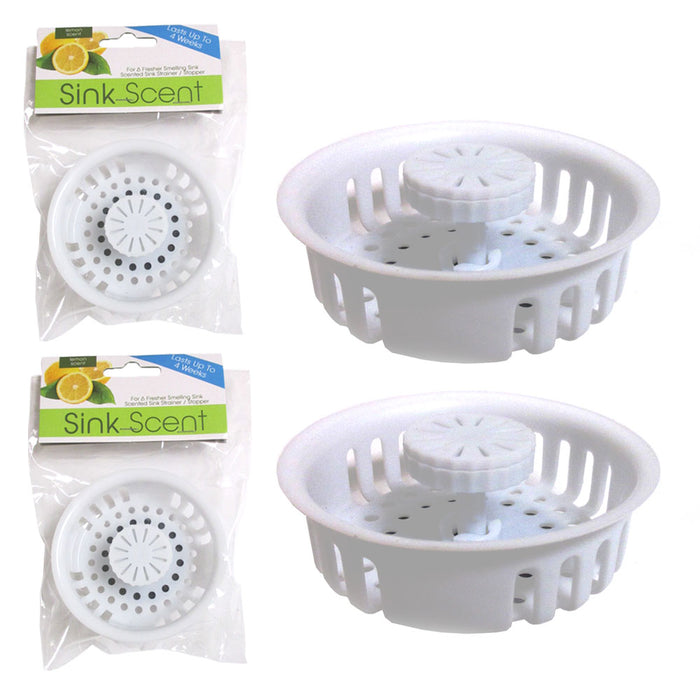 Pack of 2 Sink Stopper Strainers Lemon Scented Kitchen Basin Waste Plug Hole