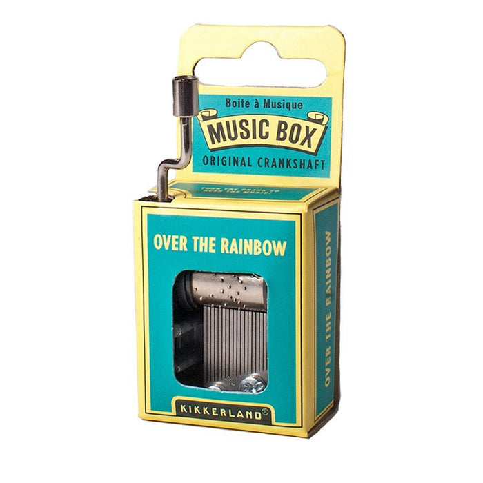 Kikkerland Mechanical Crank Music Box Over the Rainbow Song Melody Vintage Gift