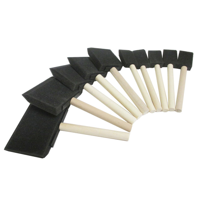 20 Pc Foam Sponge Tipped Brushes Wood Handle 1" 2" 3" 4" Paint Stains Enamel Art