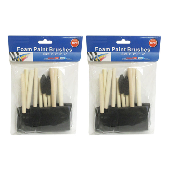 20 Foam Paint Brushes Sponge 1" 2" 3" 4" Wood Handle Varnishes Stains Enamel Art