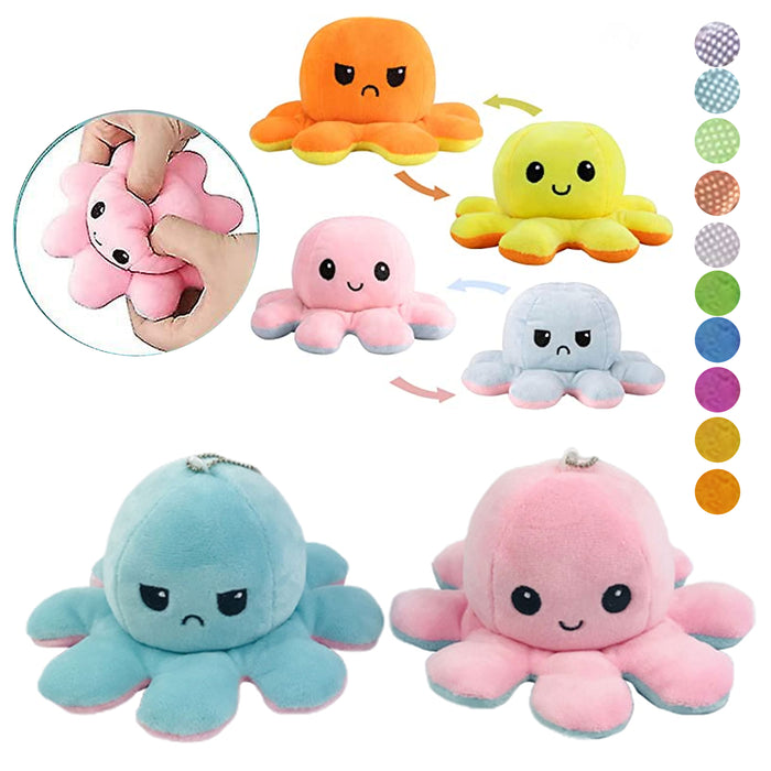 6 Pc Octopus Keychain Moody Flip Emotions Happy Grumpy