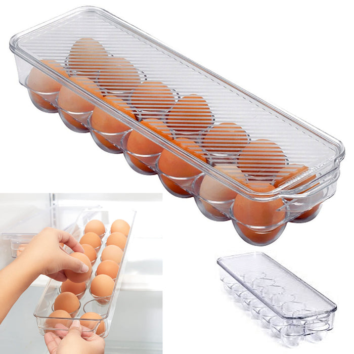 2 Egg Tray Holder Container Lid Cover 14 Cup Carton Refrigerator Storage Kitchen
