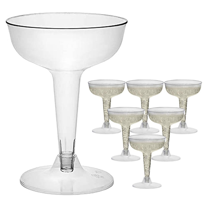 20 Pc Champagne Flutes 4 Oz Party Clear Plastic Glasses Disposable Heavy Duty