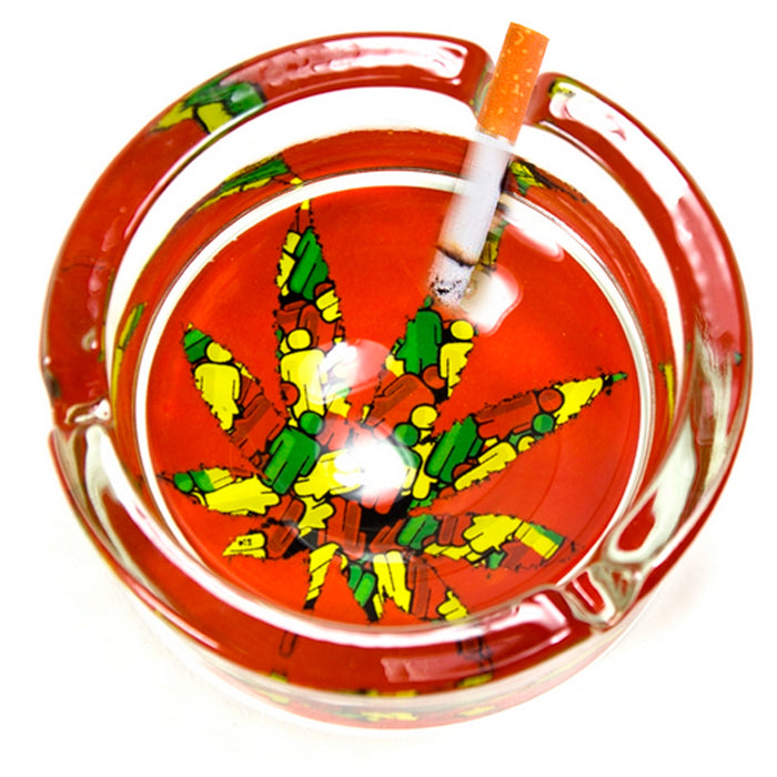1 Marijuana Leaf Glass Ashtray Smoke Ganja Cannabis Pot 420 Design Cigarette