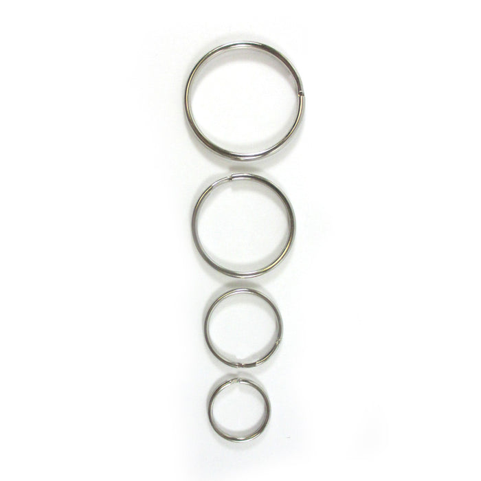 72 Pc Key Rings Assorted Keyring Sizes Split Nickel Plated Tempered Steel Chain