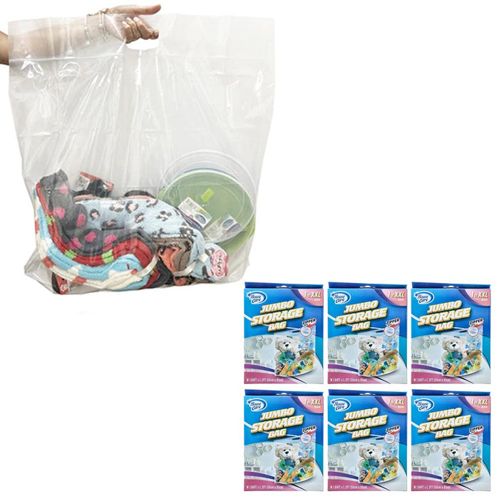 6Ct Jumbo Storage Bags XXL Resealable Zipper Case 22x24 Clothes Blanket Travel