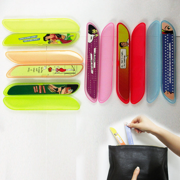 4 pcs Double Sided Nail Files Case Acrylic Sanding Manicure Pedicure Emery Board
