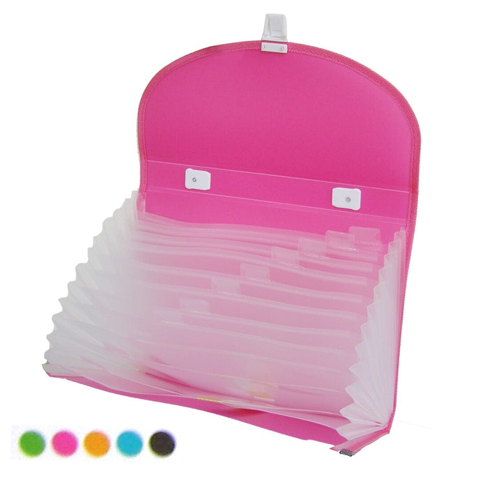 2 Large 13 Pocket Expanding File Folder Paper Organizer Accordion Holder Case
