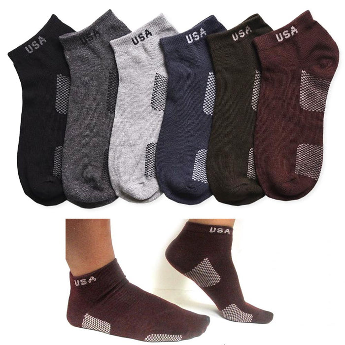 12 Pair Men Women Sport Ankle Quarter Socks Crew Usa Spandex Dress Ped Size 9-11