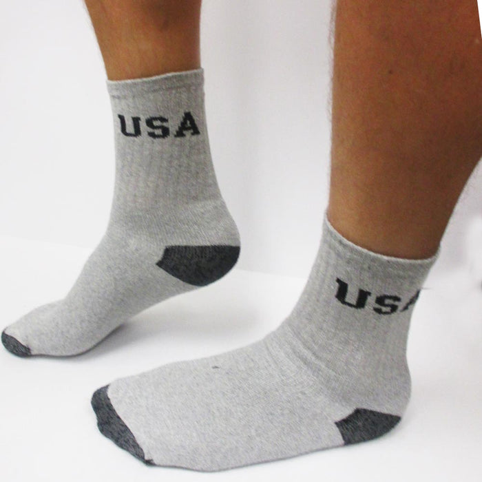 4 Pairs Athletic Cushion Mens Crew Socks Sports Running USA 9-11 Cotton Grey