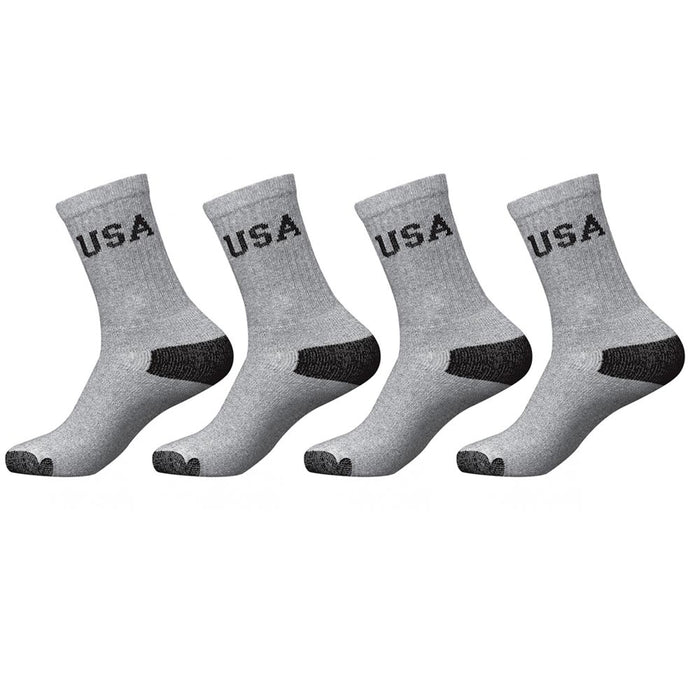 12 Pairs Mens USA Crew Socks Sports Cushioned Running Cotton USA Size 9-11 Grey