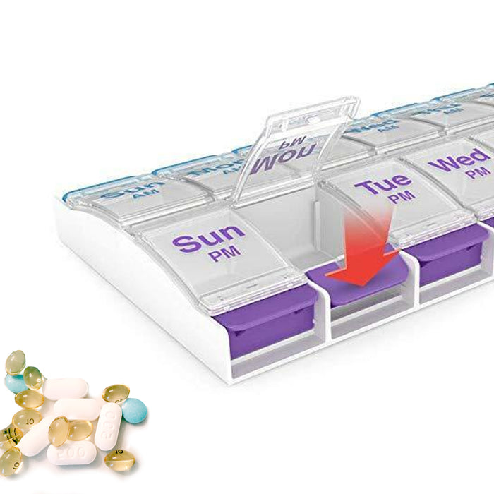 1 X Pop Up Pill Box Storage Organizer 7 Day Medication Compartment Container