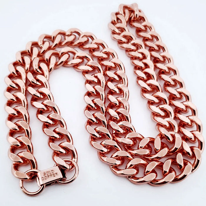2 X Men Women Jewelry Pure Copper Cuban Link Necklace Heavy Solid Curb Chain 24"