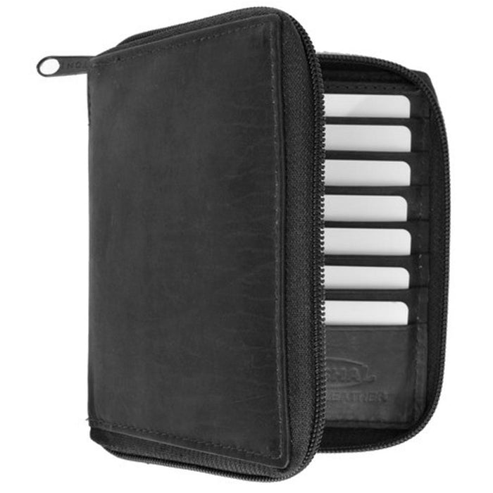 Mens Genuine Leather Bifold Wallet Slim Hipster Cowhide Credit Card ID Zipper Bk