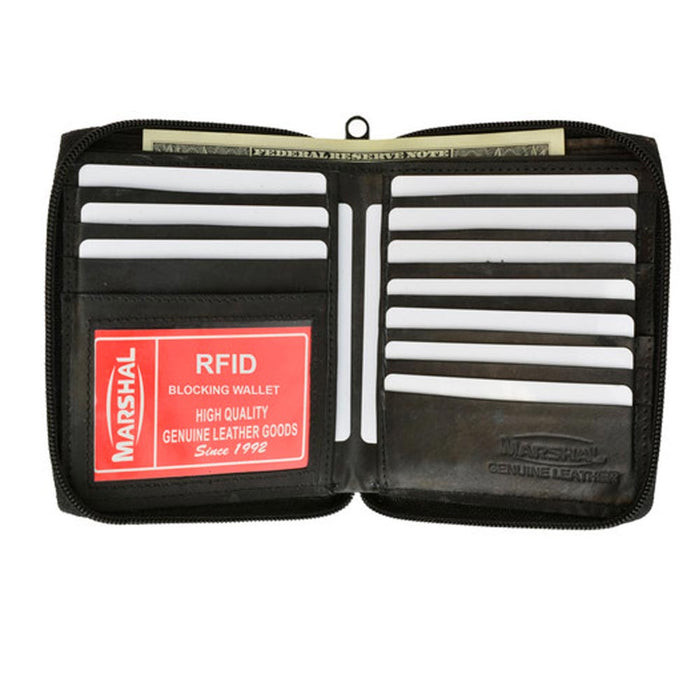 Mens Genuine Leather Bifold Wallet Slim Hipster Cowhide Credit Card ID Zipper Bk