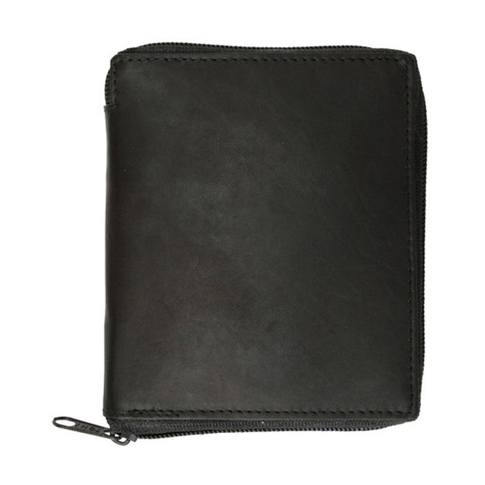 Mens Genuine Leather Bifold Wallet Slim Hipster Cowhide Credit Card ID Zipper Bk