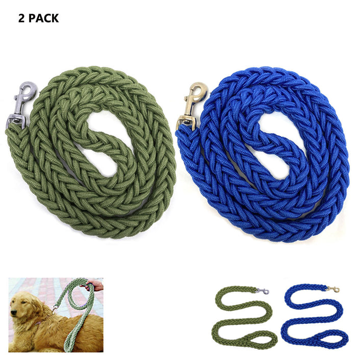 2 Pack Braided Dog Leash Comfortable Handle Heavy Duty Rope Large Dogs Training