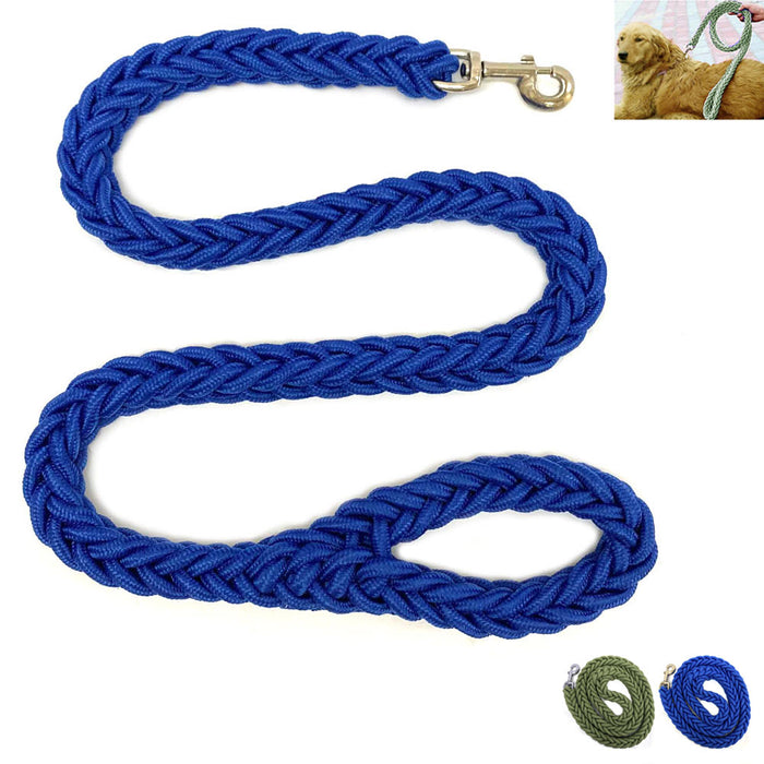 Braided Dog Leash Heavy Duty Nylon Training Walking Thick Rope Medium Large Dogs