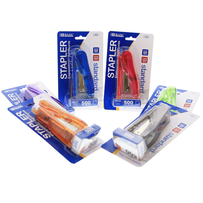1 BAZIC Stapler 500ct Refill Staples Handheld Paper Office Desktop Standard
