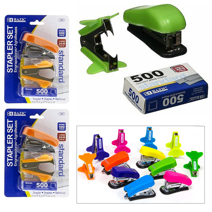 2 Sets BAZIC Fancy Stapler Refill Staples Remover Paper Office Desktop Standard