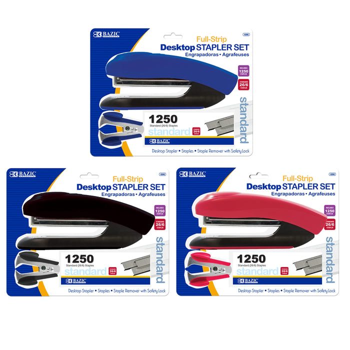 2 Sets BAZIC Stapler 1250ct Refill Staple Handheld Paper Office Desktop Standard