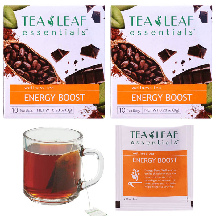 20 Ct Natural Herbal Tea Cacao Husk Energy Boost Leaf Bags Health Wellness Drink