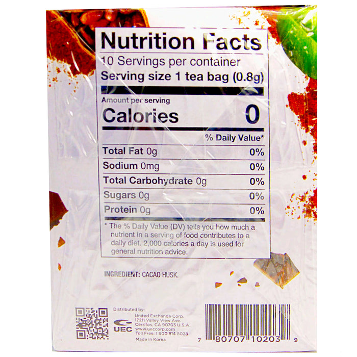 60 Ct Natural Energy Boost Herbal Tea Cacao Husk Leaf Bags Health Drink Wellness