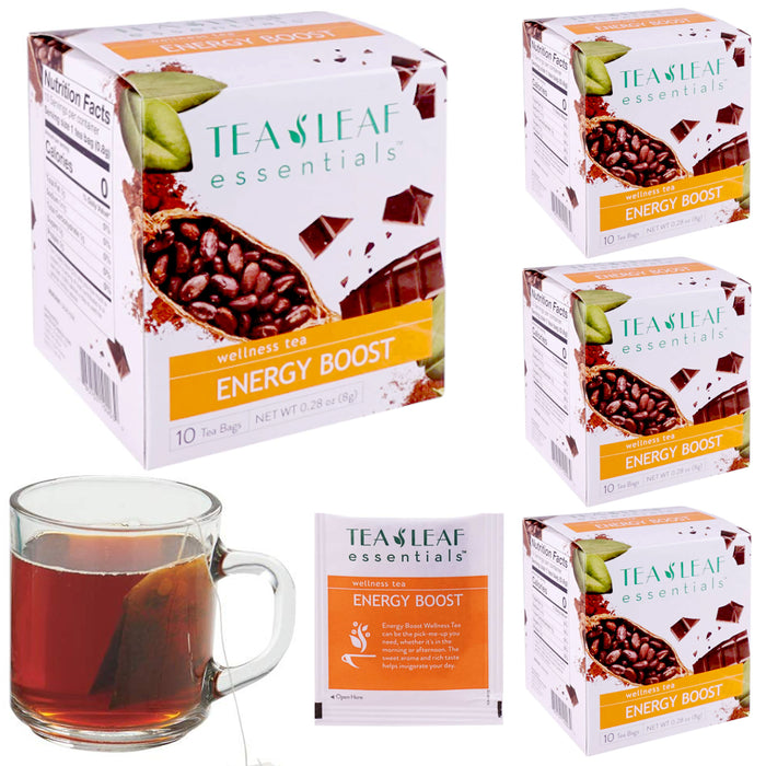 40 Ct Herbal Tea Energy Boost Cacao Husk Leaf Bags Health Wellness Natural Drink