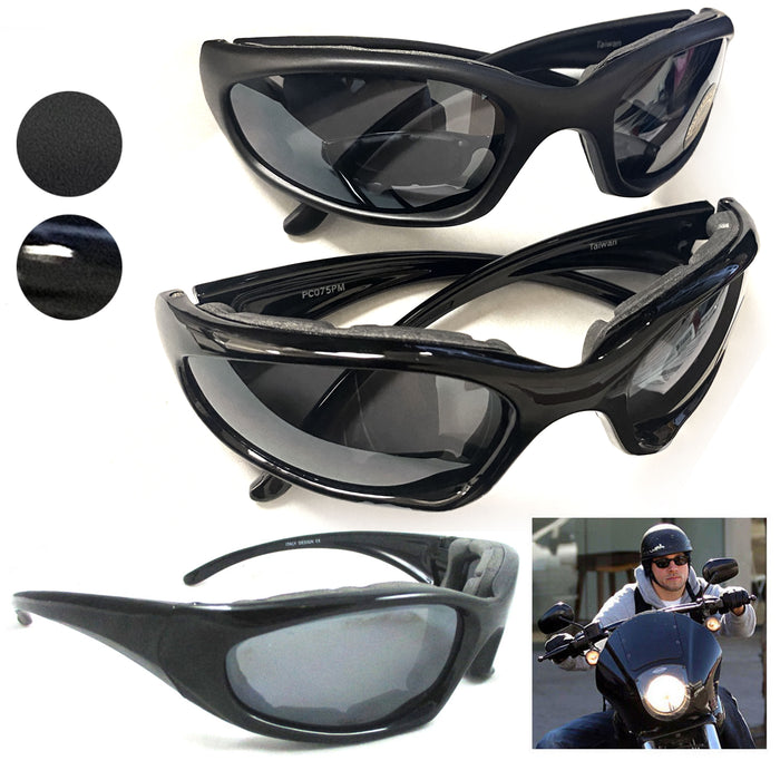 1 Wind Resistant Motorcycle Riding Sunglasses UV Day Sports Glasses Foam Padded