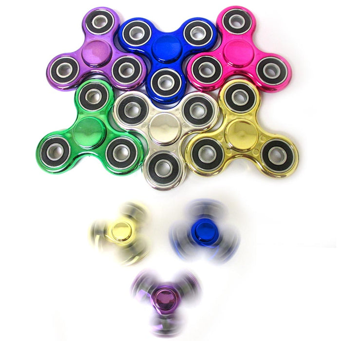 3 Pc Fidget Spinners Gyro Tri-Spinner Toy Metal Ball EDC Hand Finger Focus ADHD