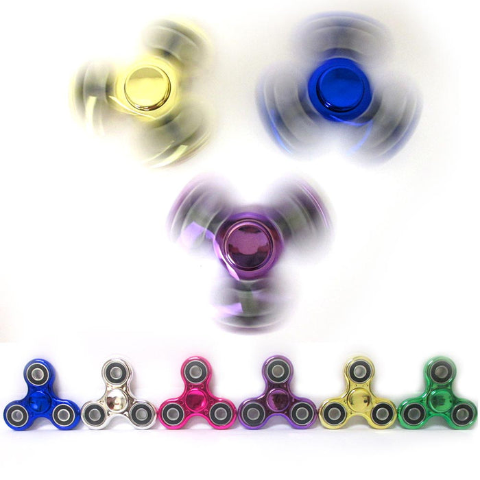 1 Metallic Fidget Tri Spinner Toy Metal Ball EDC Hand Finger Spinner Focus ADHD
