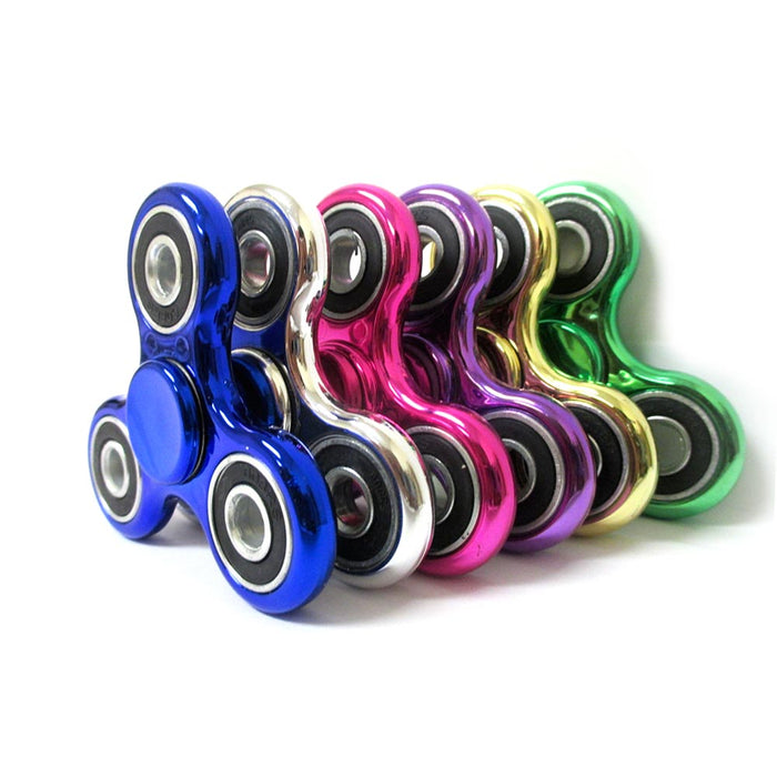3 Pc Fidget Hand Spinner Toy Anxiety Stress Relief Focus EDC UFO Metallic ADHD