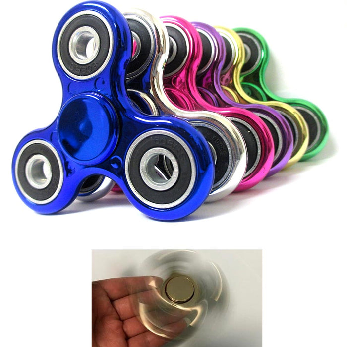6 Pc Tri-Spinner Fidget Toy Metal Ball EDC Hand Finger Spinner Desk Focus ADHD
