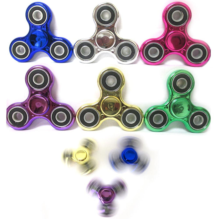 3 Pc Fidget Hand Spinner Toy Anxiety Stress Relief Focus EDC UFO Metallic ADHD
