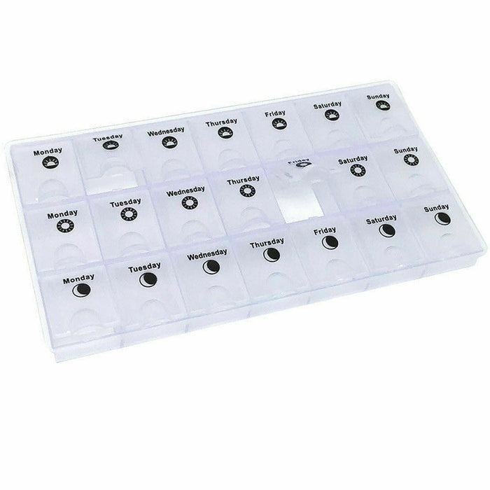 Daily Am Noon Pm 7 Day Pill Organizer Box Medicine Tablet Vitamin Case Holder