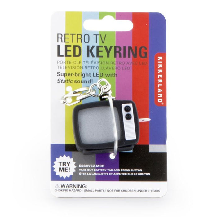 Kikkerland Retro TV Television LED Keyring Keychain Static Sound Flashing Gift