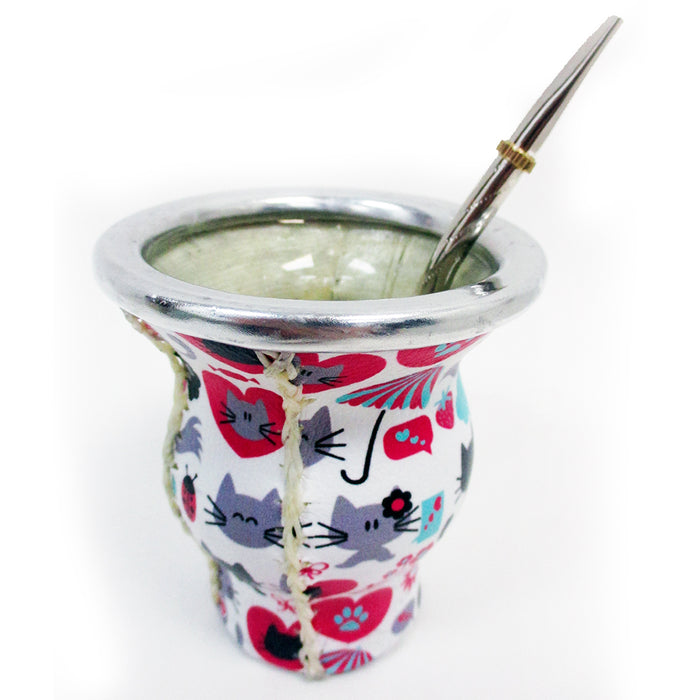 Argentina Mate Gourd Tea Glass Cup Thick Bombilla Straw Diet Drink Kit Set 32364