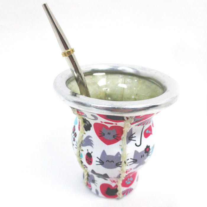 Argentina Mate Gourd Tea Glass Cup Thick Bombilla Straw Diet Drink Kit Set 32364
