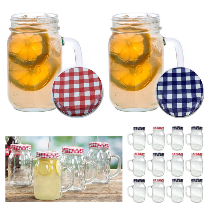 12 Mason Jar Handle Mug Rustic Bridal Wedding Drinking Clear Glass Smoothie 20oz