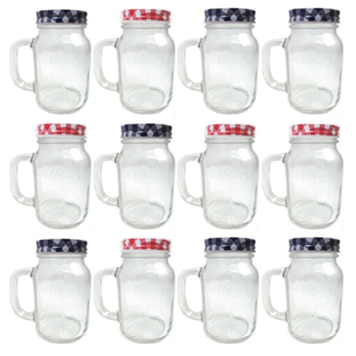 12 Mason Jar Handle Mug Rustic Bridal Wedding Drinking Clear Glass Smoothie 20oz