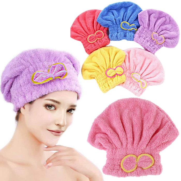 1 Microfiber Hair Wrap Towel Dry Shower Turban Hat Head Cap Bath Fast Drying Spa