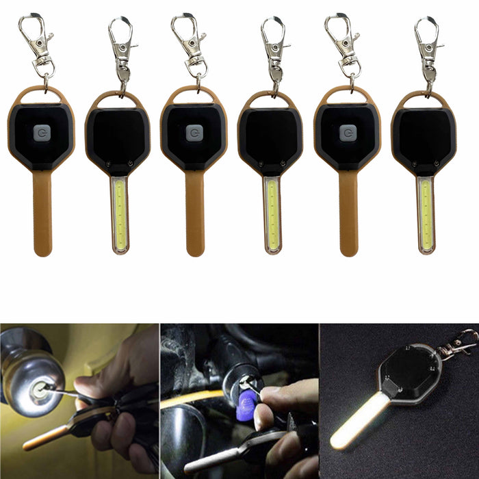 6 Pc Keychain Flashlight Emergency Portable LED COB Light Flash Lamp Key Ring
