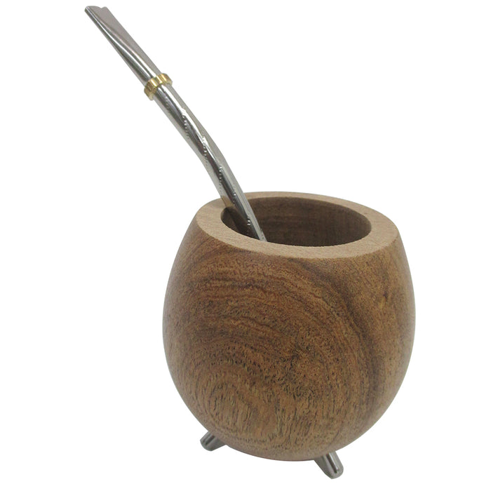 Argentina Mate Gourd Designer Calden Wood Yerba Tea Cup Straw Bombilla Kit 32326