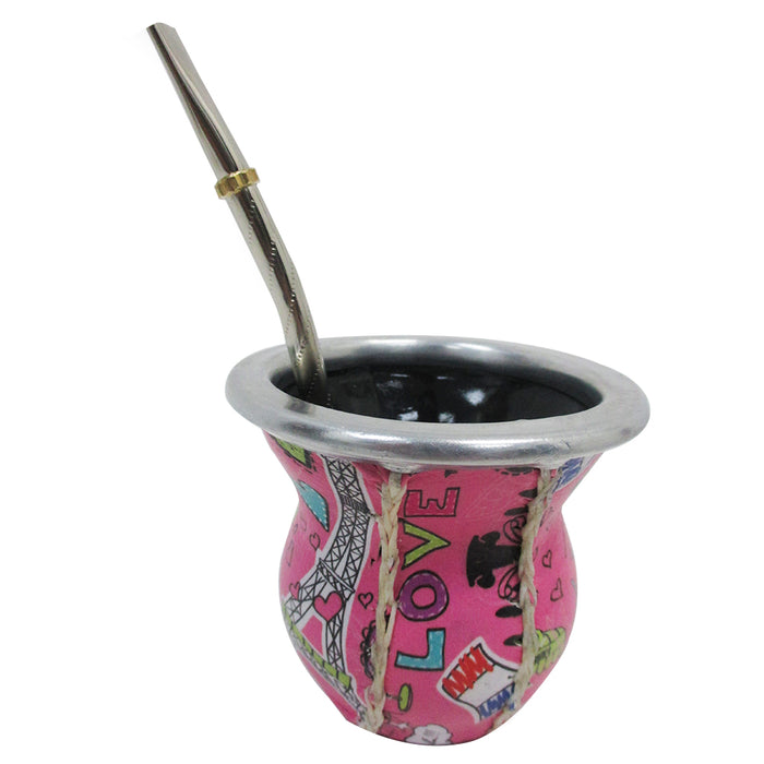 Argentina Mate Gourd Tea Glass Cup Thick Bombilla Straw Diet Drink Kit Set 2562