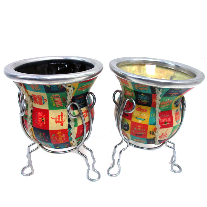 ARGENTINA MATE GOURD YERBA TEA CUP GLASS WITH STRAW BOMBILLA KIT DIET DRINK 2340
