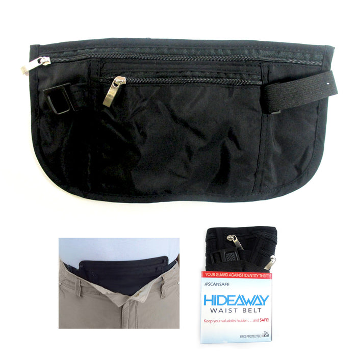 Travel Money Belt RFID Security Wallet Waist Pack Hidden Pocket Safe Pouch Black
