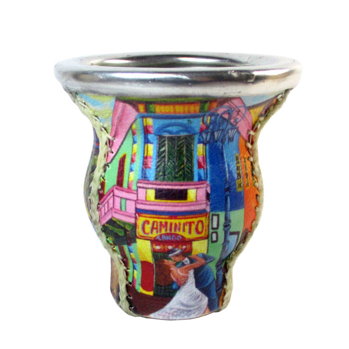 Argentina Yerba Mate Tea Gourd Glass Tango Caminito Drinking Straw Bombilla 9662
